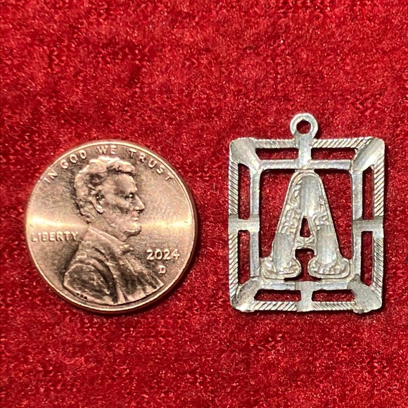 925 Sterling Silver Letter “A” Pendant - Picture 5 of 13